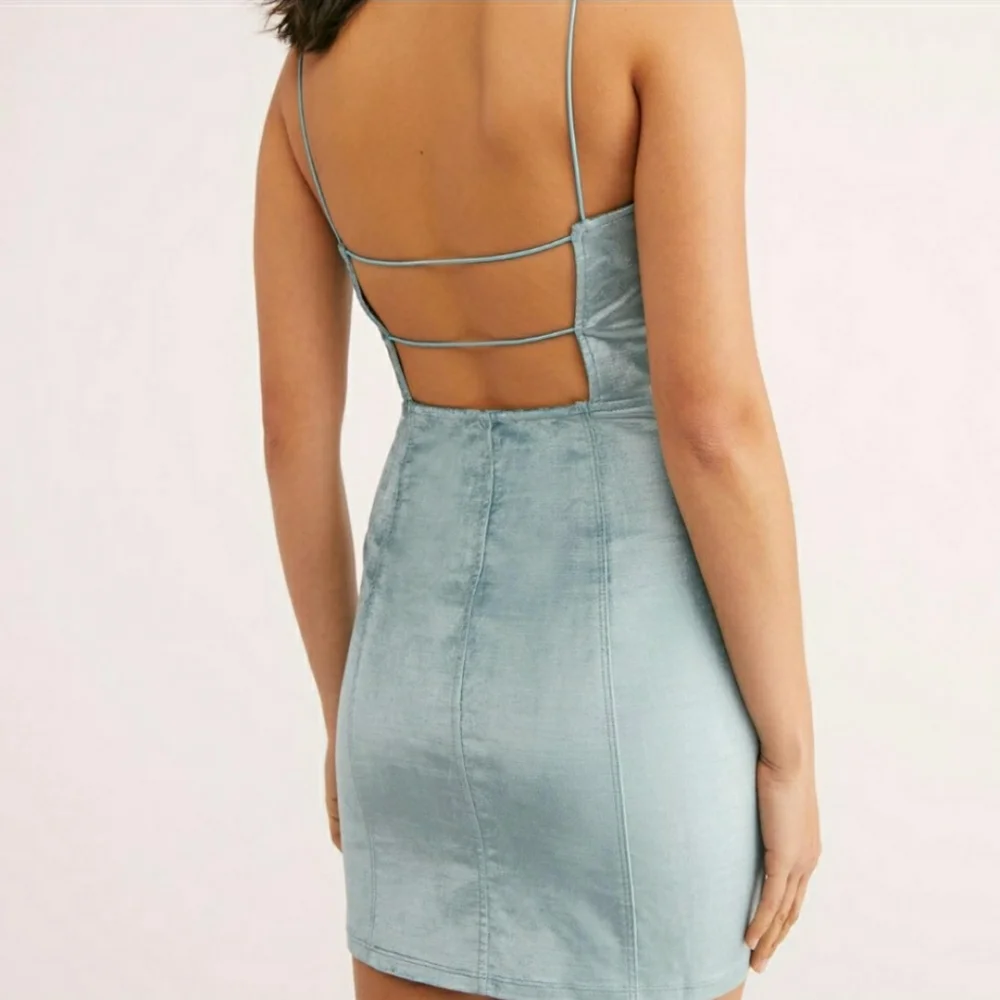 NWT Free People Mint Antoinette Velvet Mini Dress - Picture 9 of 10